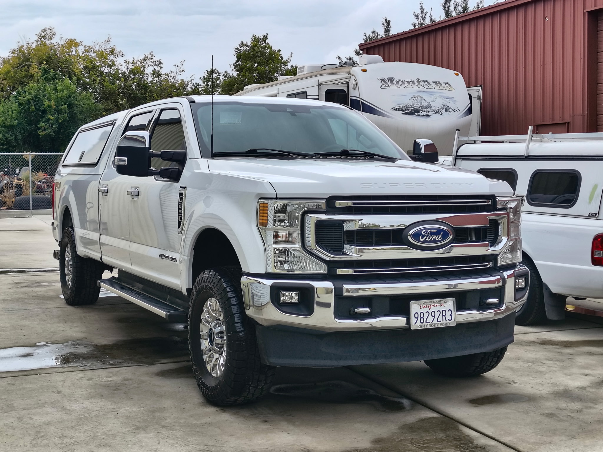 Professional detailing on white Ford F-250 truck